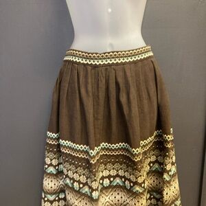 Vintage 50s 60’s Guatemala Folk Skirt Blue White Handwoven Embroidered By Pelux